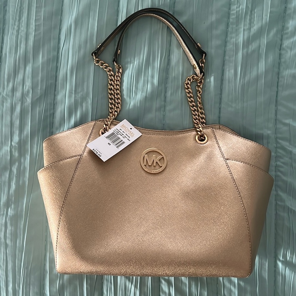 NWT Michael Kors Gold Jet Set Travel Purse